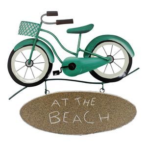Beachy Ride Teal Bike At the Beach Wall Plaque Metal